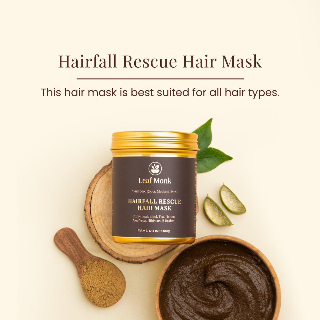 Hairfall Rescue Hair Mask With Curry Leaf, Black Tea & Henna