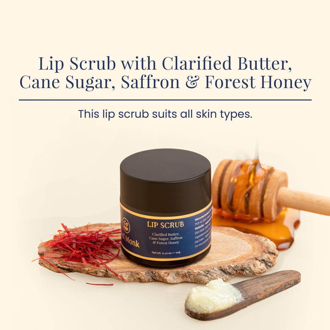 Lip Scrub with Clarified Butter, Cane Sugar & Forest Honey