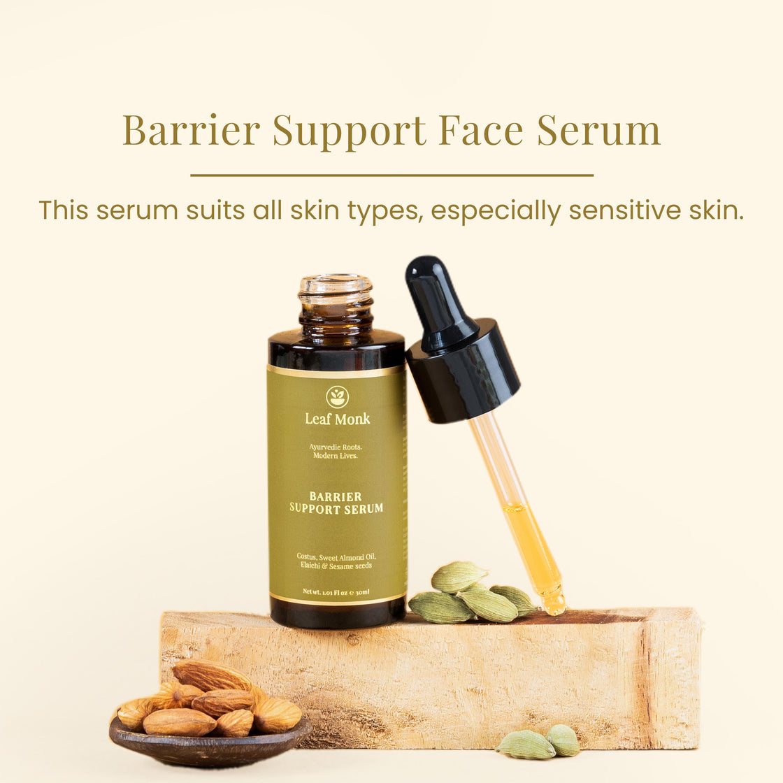 Barrier Support Face Serum with Costus, Sweet Almond Oil, Elaichi & Sesame seeds Oil