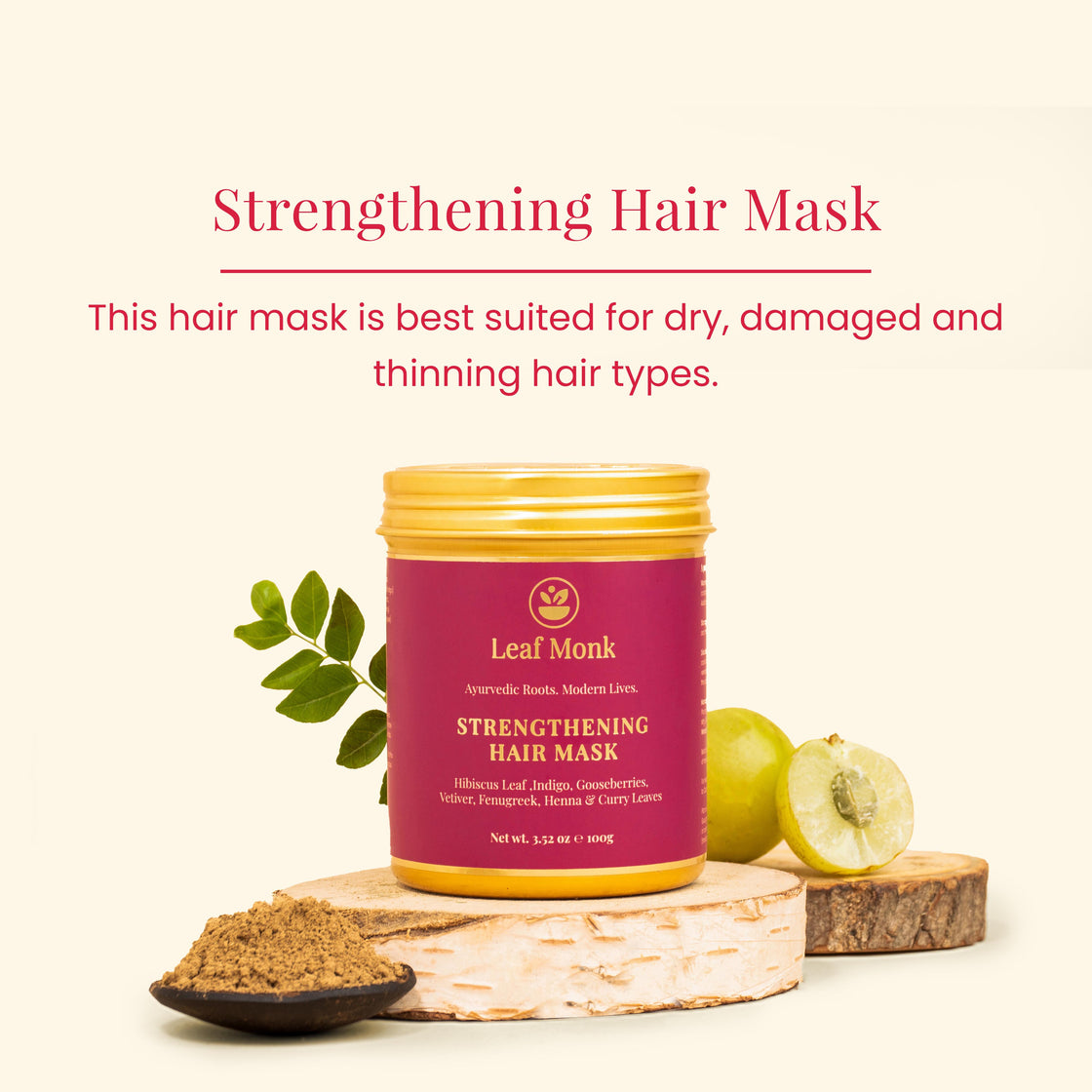 Strengthening Hair Mask with Hibiscus Leaf, Gooseberries & Fenugreek